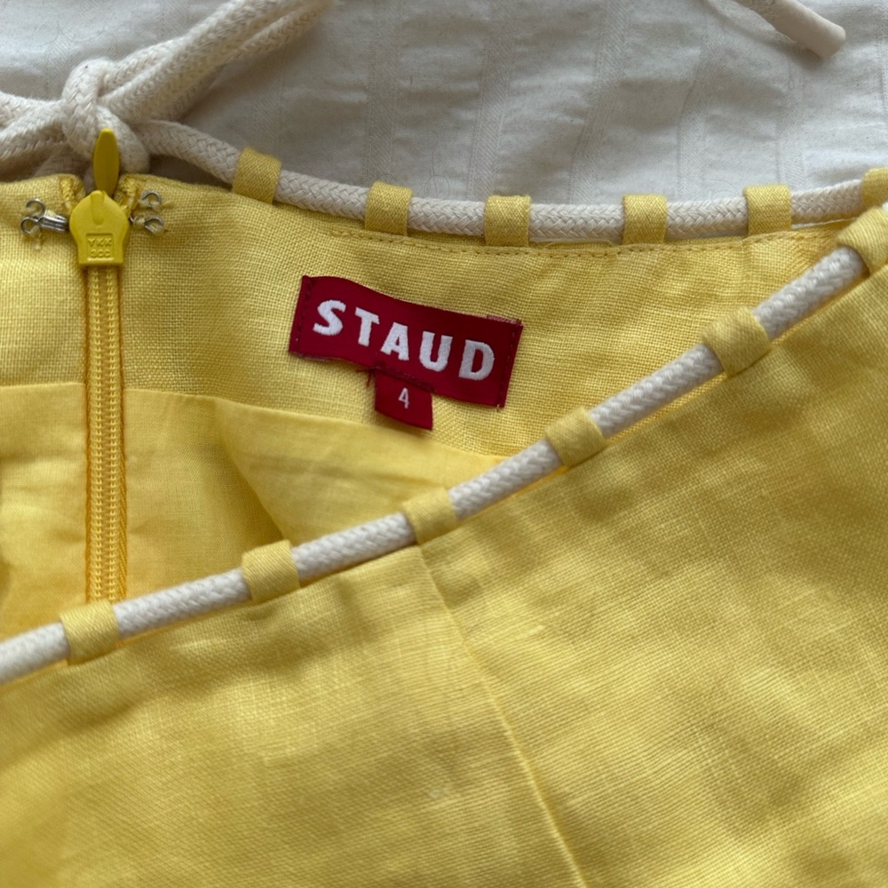 STAUD Yellow Asymmetrical Pencil Mini Skirt - Picture 3 of 5